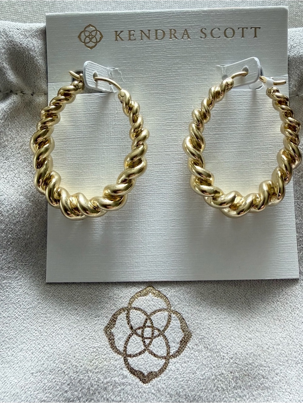 Kendra Scott Gold Twisted Rope Hoop Earrings – Never Worn
